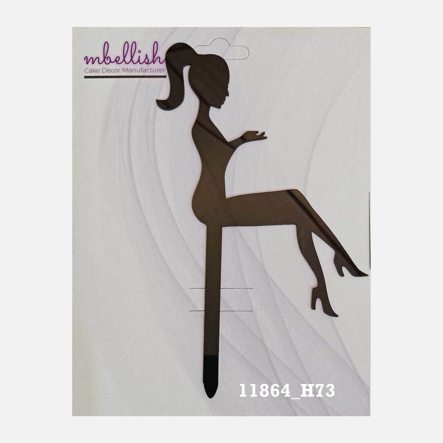 Women Silhouette Premium Acrylic Cake Topper, Medium Size (4 inches), Pack of 1. SKU-11864