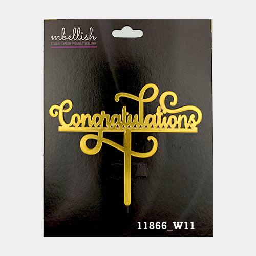 Congratulations Premium Acrylic Cake Topper, Medium Size (4 inches), Pack of 1. SKU-11866