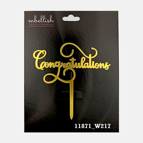 Congratulations Premium Acrylic Cake Topper, Medium Size (4 inches), Pack of 1. SKU-11871