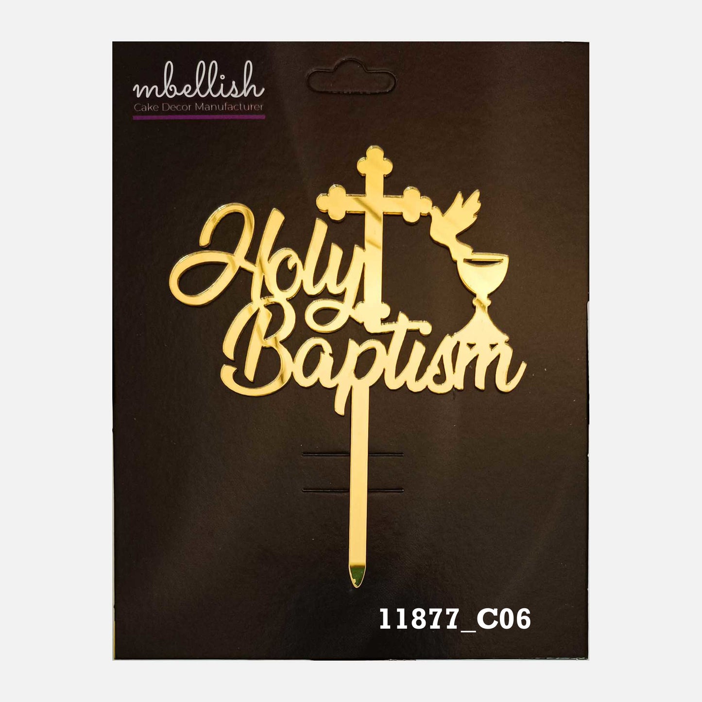 Holy Baptism Premium Acrylic Cake Topper, Medium Size (4 inches), Pack of 1. SKU-11877