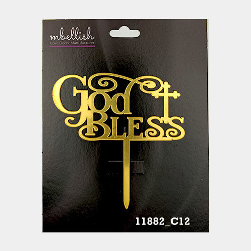 God Bless Premium Acrylic Cake Topper, Medium Size (4 inches), Pack of 1. SKU-11882