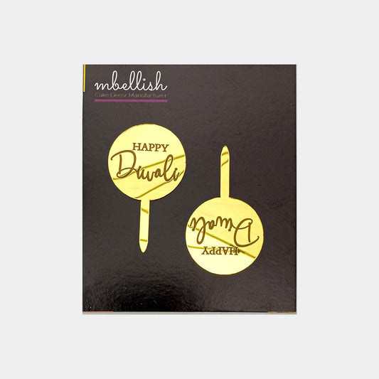 Happy Diwali Acrylic Cake Topper, Size - Small, Pack of 20, SKU-2T2