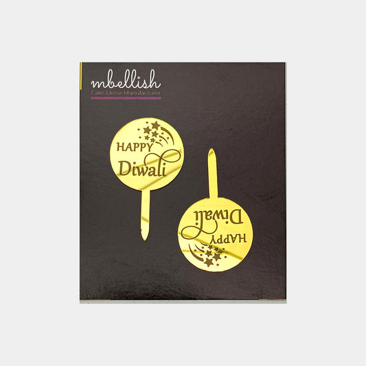Happy Diwali Acrylic Cake Topper, Size - Small, Pack of 20, SKU-2T3