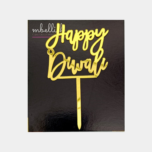 Happy Diwali Acrylic Cake Topper, Size - Small, Pack of 10, SKU-3T2