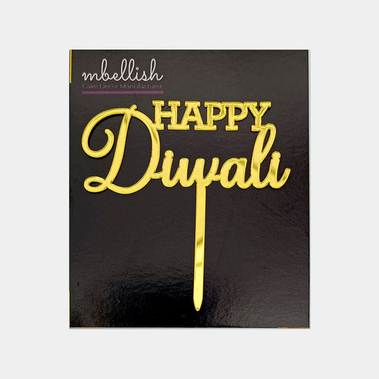 Happy Diwali Acrylic Cake Topper, Size - Small, Pack of 10, SKU-3T5