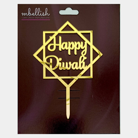 Happy Diwali Acrylic Cake Topper, Size - Medium, Pack of 1, SKU-4t6