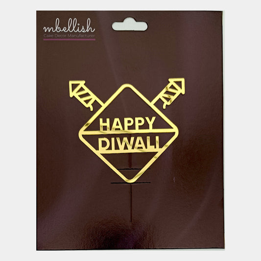 Happy Diwali Acrylic Sticker, Size -3.75/4 in ~, Pack of 5, Sku - ASB11