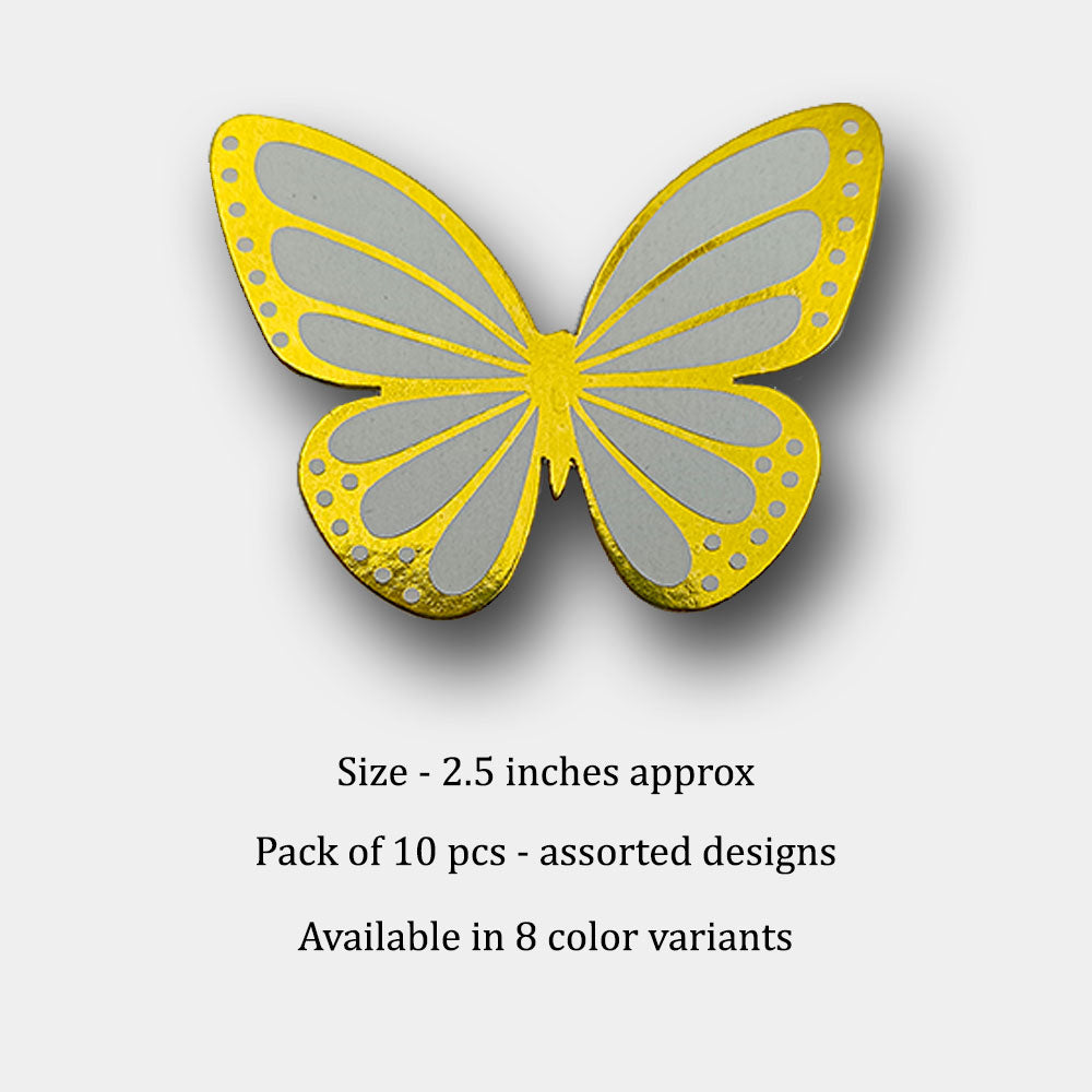 Cardstock Butterfly Cake Decorations – 10 Pcs Pack, 8 Colors, Assorted Designs (2.5 Inch) – Non-Edible Toppers for Cakes & Cupcakes