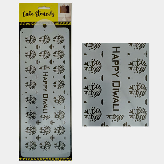 Happy Diwali Stencil Design Size - 4 x 12 inches ~ Pack of 1, Sku - BSL5
