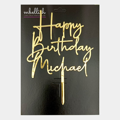 Personalized Happy Birthday Acrylic Cake Topper - CBA02