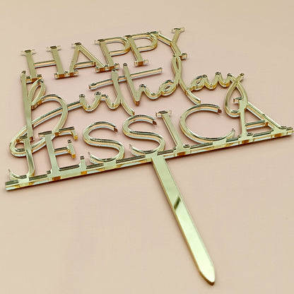 Personalized Happy Birthday Acrylic Cake Topper - CBA04