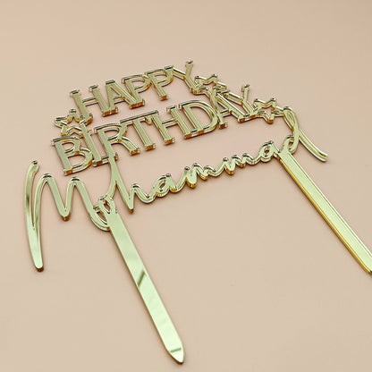 Personalized Happy Birthday Acrylic Cake Topper - CBA08