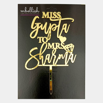 Personalized Bridal Shower/Engagement Acrylic Cake Topper - CWA05