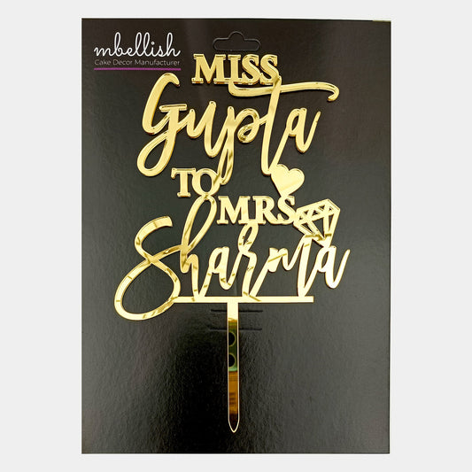 Personalized Bridal Shower/Engagement Acrylic Cake Topper - CWA05
