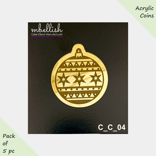 Christmas Ornament Acrylic Coins/Charms, Size - 2 inches, Pack of 5, SKU - C_C_04