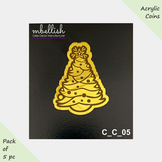 Christmas Tree Acrylic Coins/Charms, Size - 2 inches, Pack of 5, SKU - C_C_05