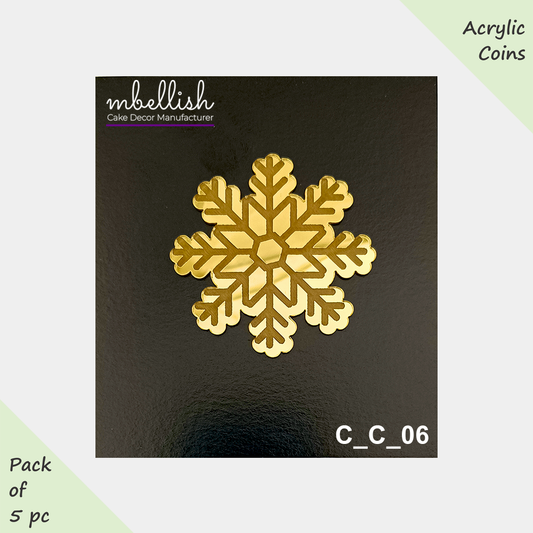 Snowflake Acrylic Coins/Charms, Size - 2 inches, Pack of 5, SKU - C_C_06
