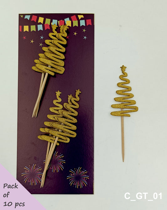 Christmas & New Year Toothpick Tags | Size - 3 inches, Pack of 10, SKU - C_GT_01