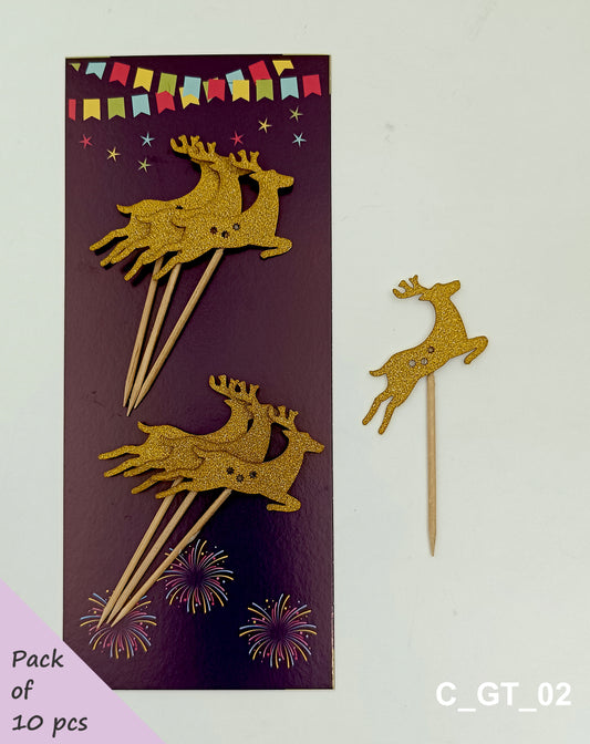 Christmas & New Year Toothpick Tags | Size - 3 inches, Pack of 10, SKU - C_GT_02