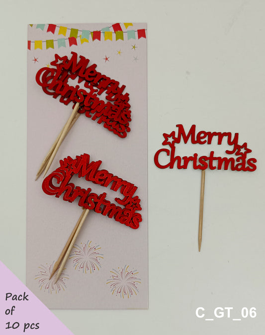 Christmas & New Year Toothpick Tags | Size - 3 inches, Pack of 10, SKU - C_GT_06