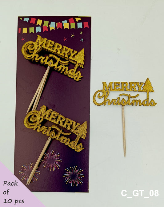 Christmas & New Year Toothpick Tags | Size - 3 inches, Pack of 10, SKU - C_GT_08