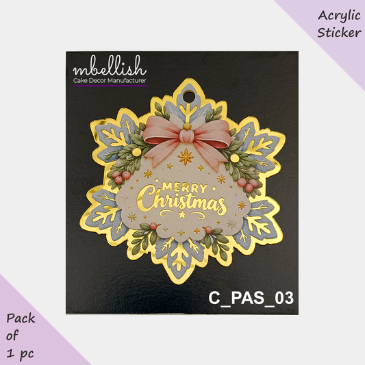 Christmas Premium Acrylic Sticker / Gift Tag | Size - 3 inches, Pack of 1, SKU - C_PAS_03