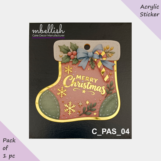 Christmas Premium Acrylic Sticker / Gift Tag | Size - 3 inches, Pack of 1, SKU - C_PAS_04