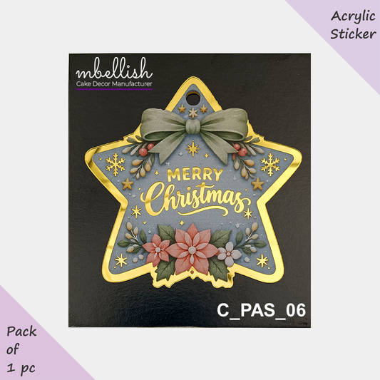 Christmas Premium Acrylic Sticker / Gift Tag | Size - 3 inches, Pack of 1, SKU - C_PAS_06