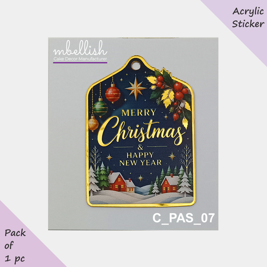 Christmas Premium Acrylic Sticker / Gift Tag | Size - 3 inches, Pack of 1, SKU - C_PAS_07