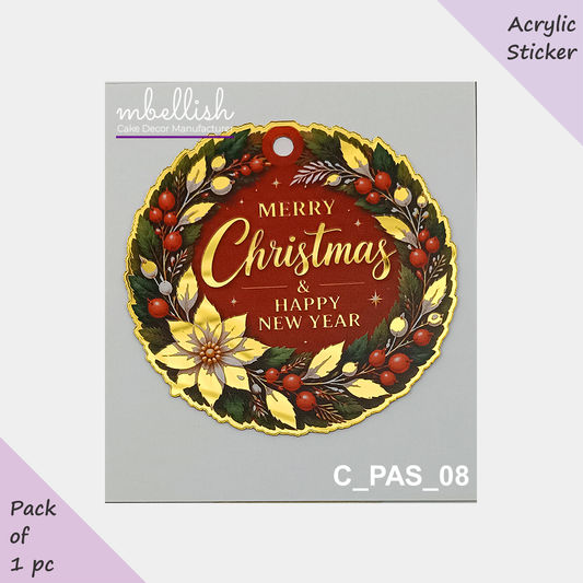 Christmas Premium Acrylic Sticker / Gift Tag | Size - 3 inches, Pack of 1, SKU - C_PAS_08