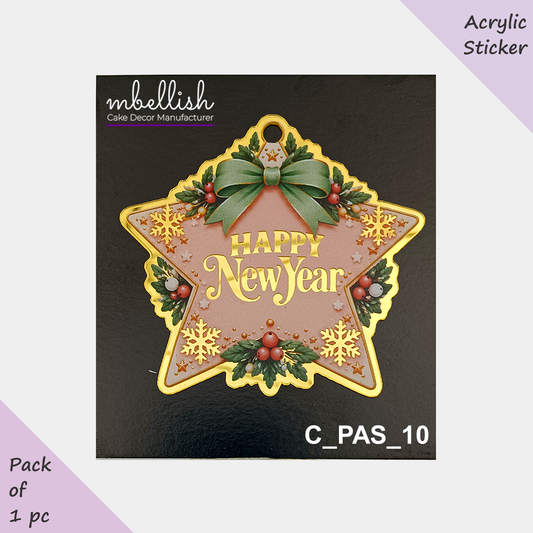 Happy New Year Premium Acrylic Sticker / Gift Tag | Size - 3 inches, Pack of 1, SKU - C_PAS_10