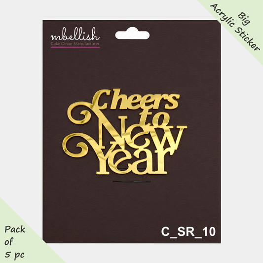 Happy New Year Self-Adhesive Acrylic Sticker, Size -3.75/4 in ~, Pack of 5, SKU - C_SR_10