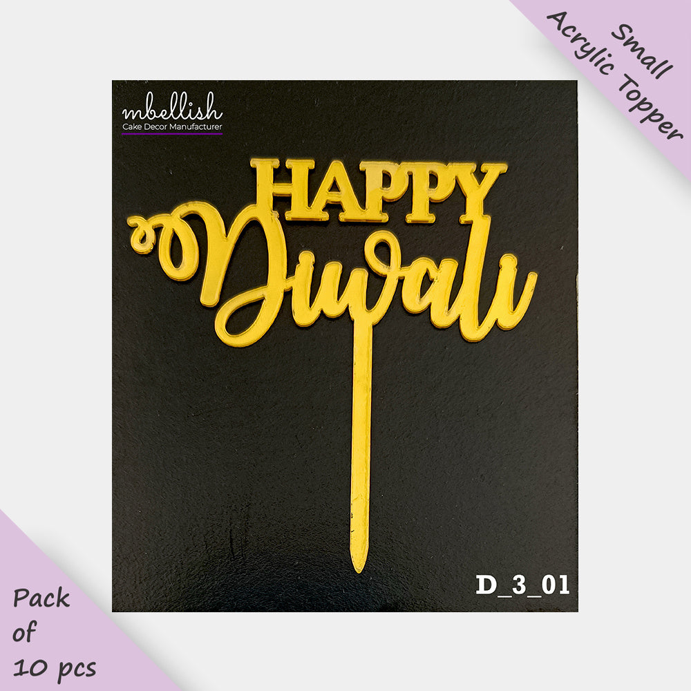 Diwali Acrylic Cake Topper, Size - Small, Pack of 10, SKU-D_3_01