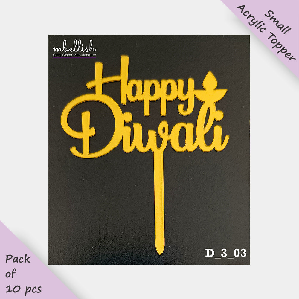 Diwali Acrylic Cake Topper, Size - Small, Pack of 10, SKU-D_3_03