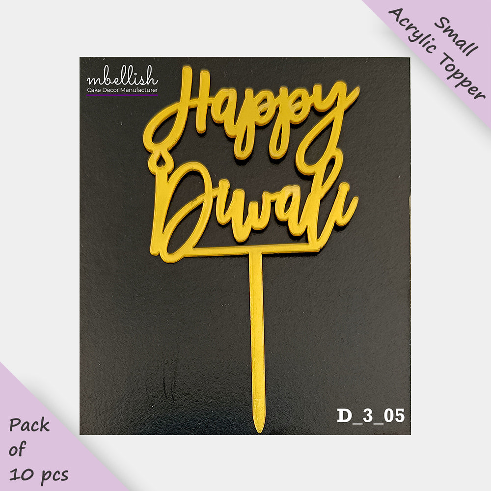 Diwali Acrylic Cake Topper, Size - Small, Pack of 10, SKU-D_3_05