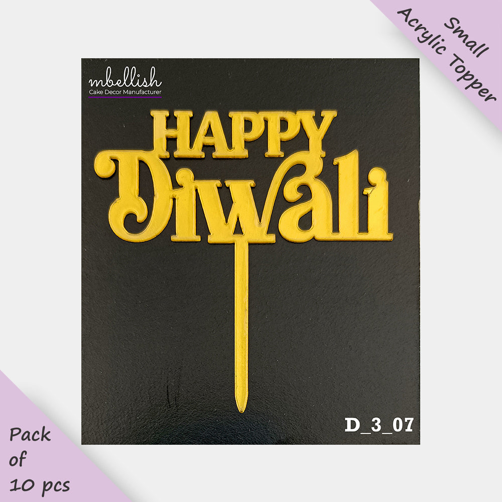 Diwali Acrylic Cake Topper, Size - Small, Pack of 10, SKU-D_3_07