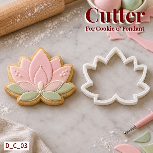 Lotus  Cutter Size- 3 Inch | Diwali Cookie & Fondant Cutter for Cake Decoration. SKU - D_C_03
