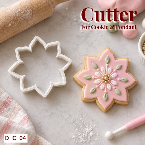 Lotus Cutter Size- 3 Inch | Diwali Cookie & Fondant Cutter for Cake Decoration. SKU - D_C_04