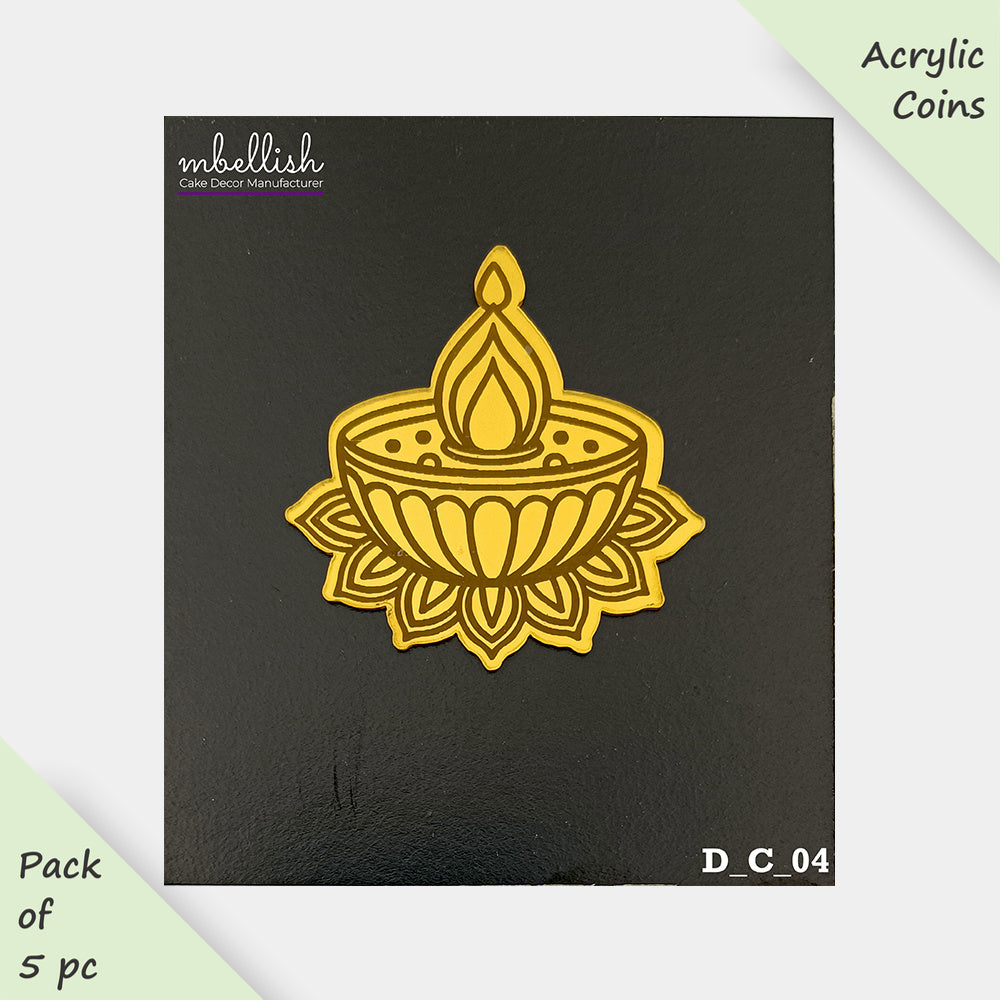 Diwali Acrylic Coins & Charms, Size - 2 inches, Pack of 5, SKU - D_C_04