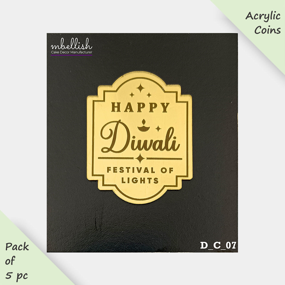 Diwali Acrylic Coins & Charms, Size - 2 inches, Pack of 5, SKU - D_C_07