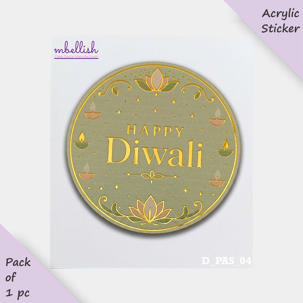 Printed Acrylic Diwali Stickers, Small Size (3 inches ~), Pack of 1. SKU - D_PAS_04