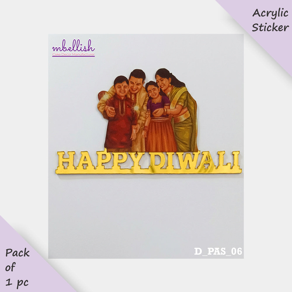 Printed Acrylic Diwali Stickers, Small Size (3 inches ~), Pack of 1. SKU - D_PAS_06