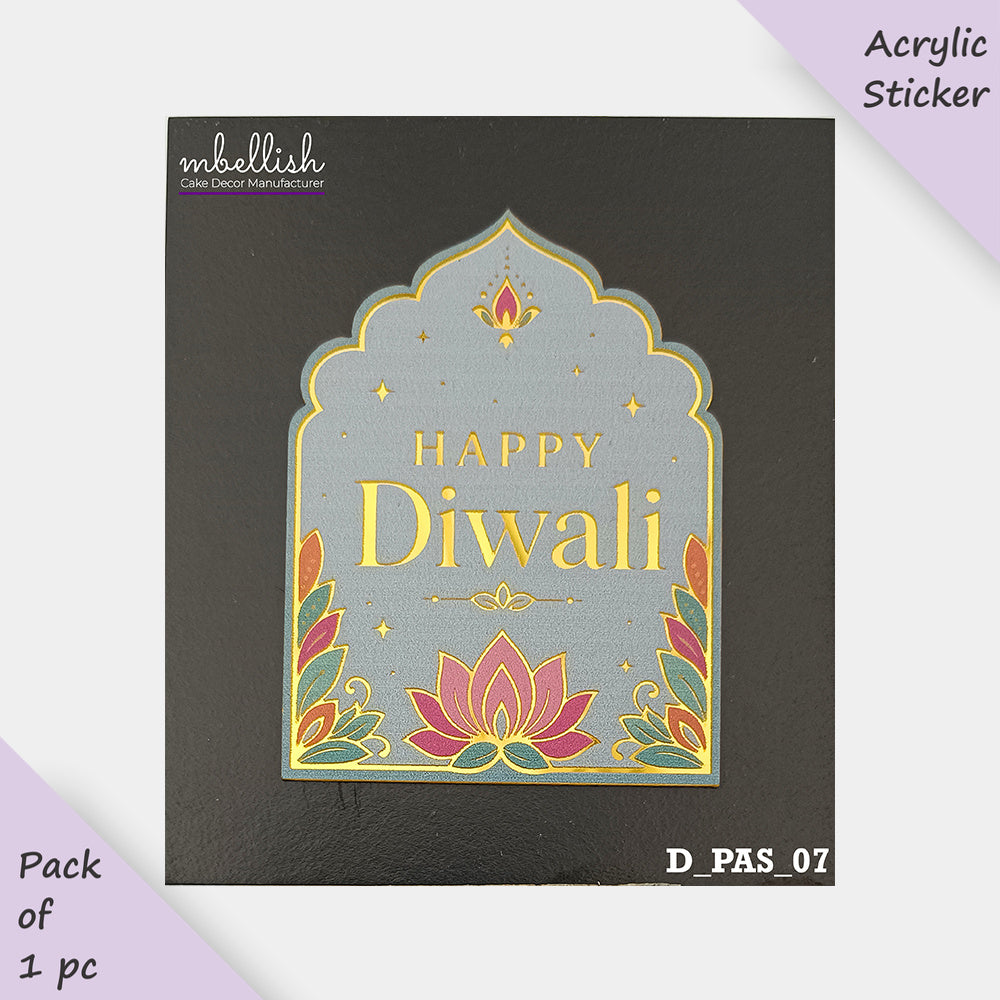 Printed Acrylic Diwali Stickers, Small Size (3 inches ~), Pack of 1. SKU - D_PAS_07
