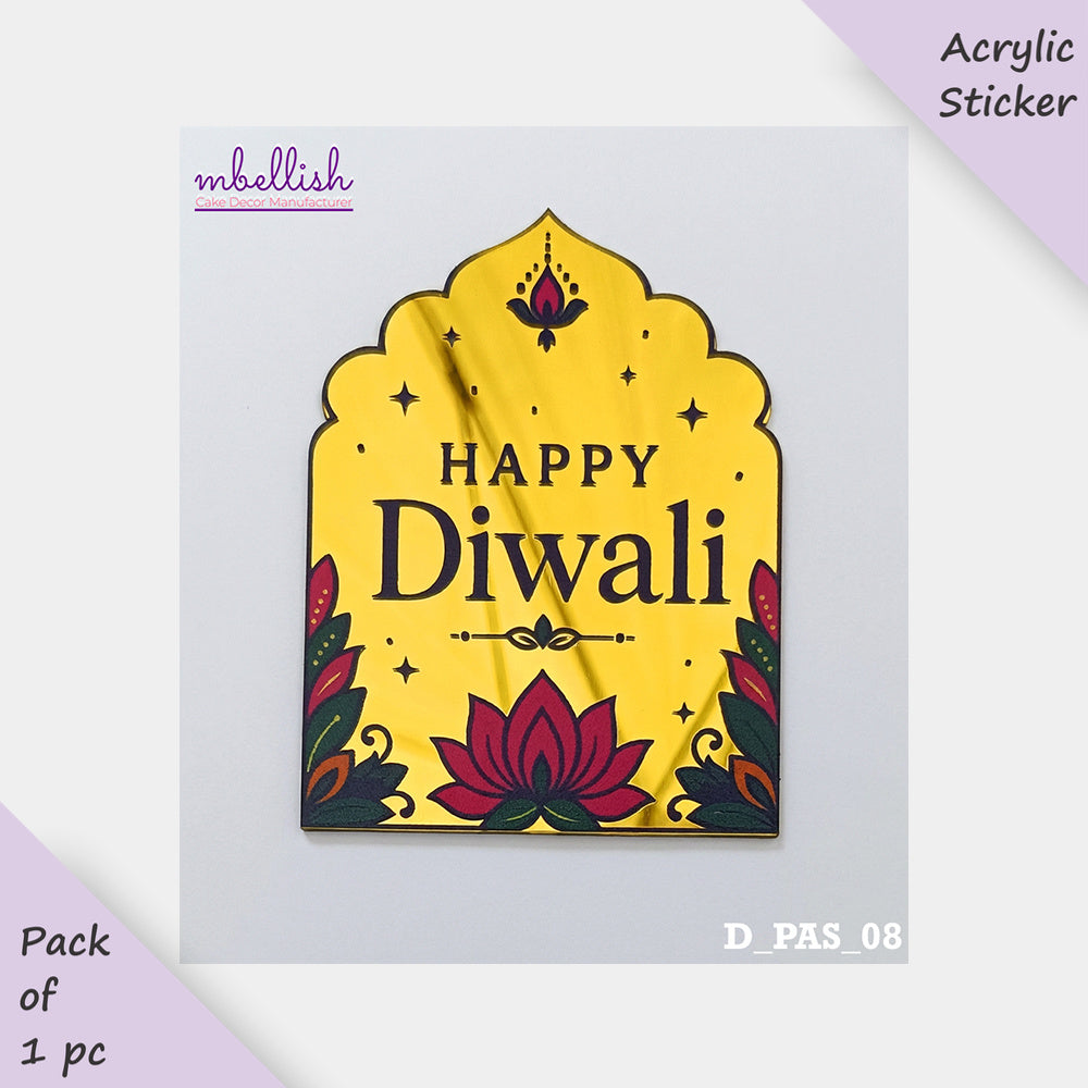 Printed Acrylic Diwali Stickers, Small Size (3 inches ~), Pack of 1. SKU - D_PAS_08