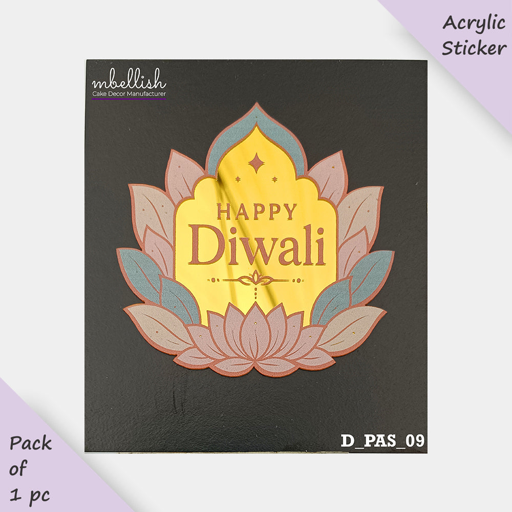 Printed Acrylic Diwali Stickers, Small Size (3 inches ~), Pack of 1. SKU - D_PAS_09