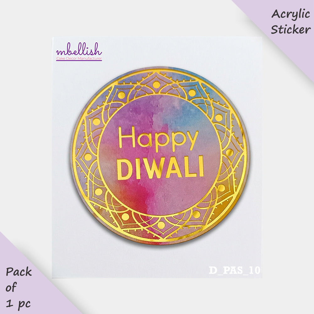 Printed Acrylic Diwali Stickers, Small Size (3 inches ~), Pack of 1. SKU - D_PAS_10