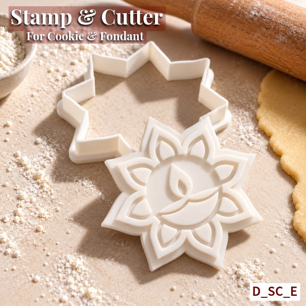 Rangoli Stamp & Cutter Set Size - 3 Inch | Cut, Stamp & Create Detailed Festive Cookies. SKU-D_SC_E