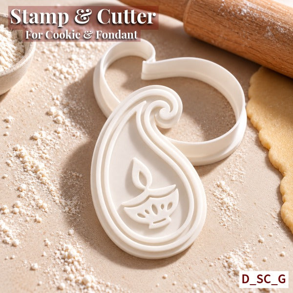 Paisley Stamp & Cutter Set Size - 3 Inch | Cut, Stamp & Create Detailed Festive Cookies. SKU-D_SC_G