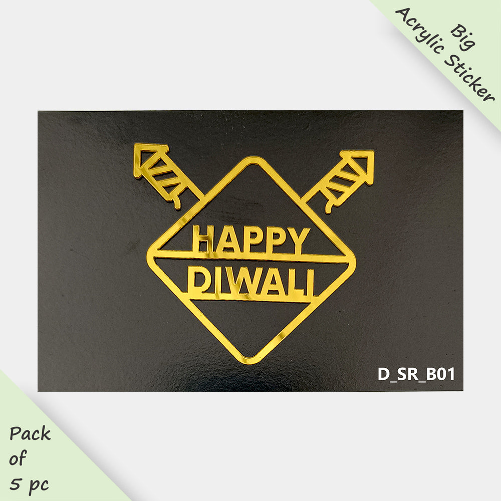 Diwali Acrylic Sticker, Size -3.75/4 in ~, Pack of 5, Sku - D_SR_B01