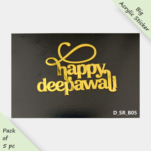 Diwali Acrylic Sticker, Size -3.75/4 in ~, Pack of 5, Sku - D_SR_B05